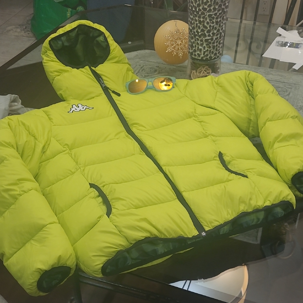 Kappa Vintage Mens Reversible Winter Bomber Duck Down Jacket L